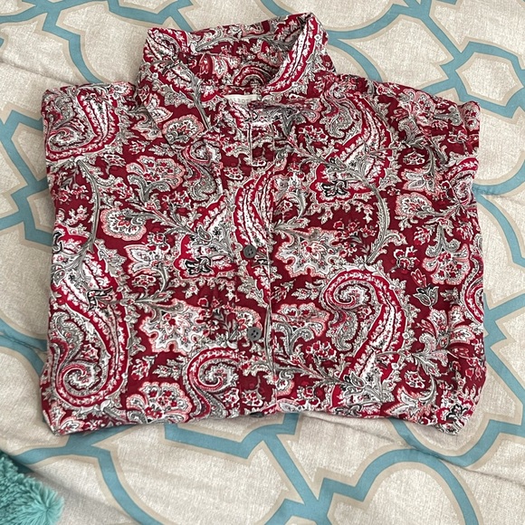 Talbots red paisley button down collar shirt - Picture 6 of 6